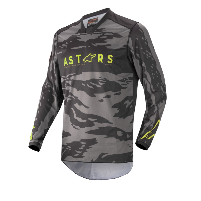 Kinder Motocross Trikot Alpinestars Racer Tactical camo schwarz-grau-fluo gelb