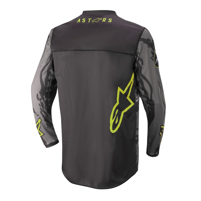 Kinder Motocross Trikot Alpinestars Racer Tactical camo schwarz-grau-fluo gelb