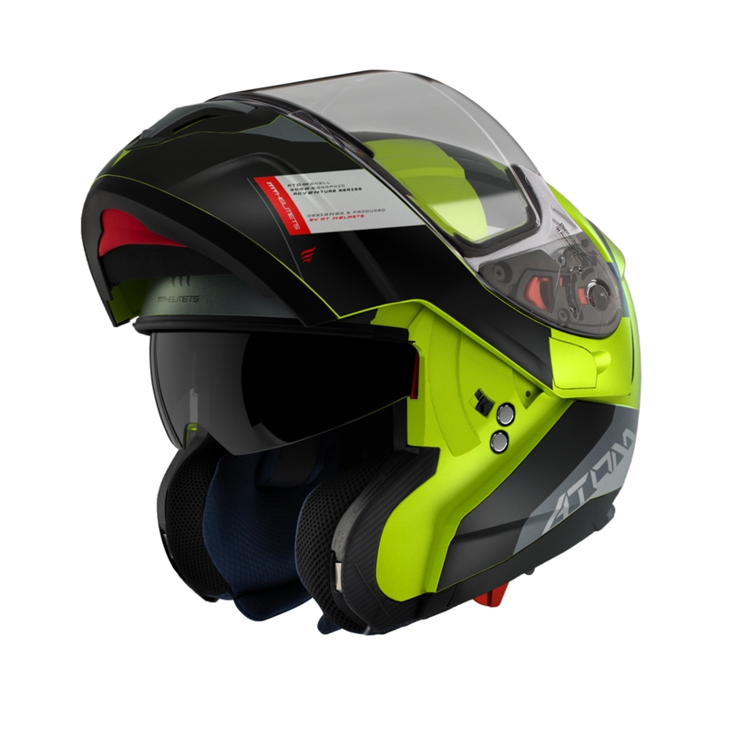 Klapphelm MT Atom SV Gorex C3 Motorrad Schwarz-Grau-Fluo Gelb Sale Ausverkauf