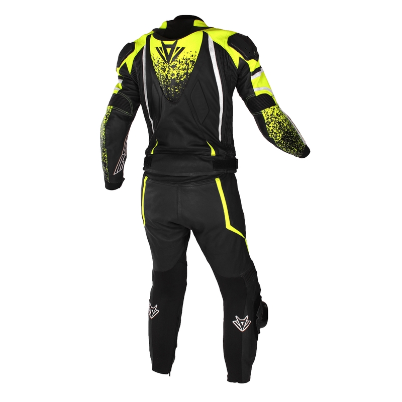 RSA GT2 schwarz-weiß-fluorgelber Motorrad-Overall Ausverkauf