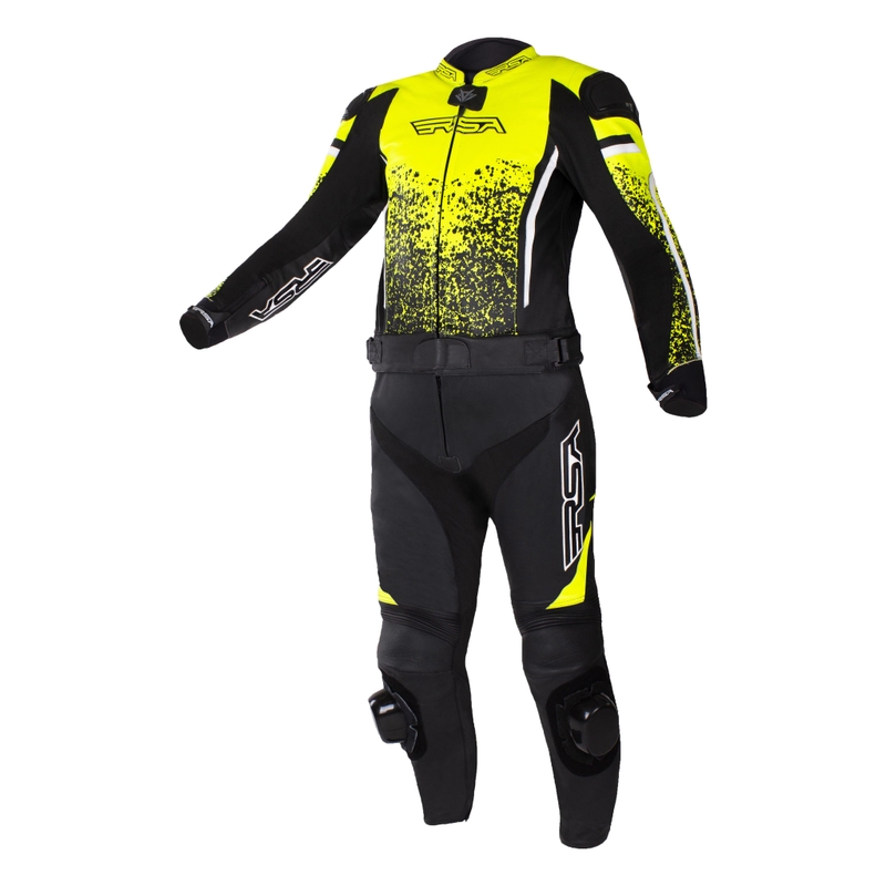RSA GT2 schwarz-weiß-fluorgelber Motorrad-Overall Ausverkauf