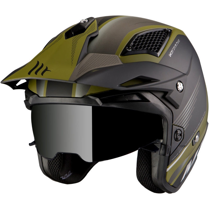 MT District SV Post B6 open trials Motorradhelm schwarz-grün