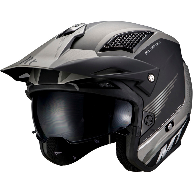 MT District SV Post B2 open trials Motorradhelm schwarz-grau