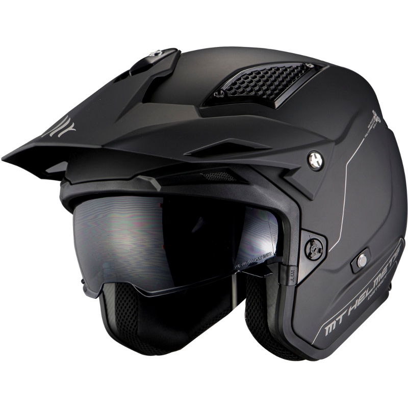 MT District SV Solid A1 open trials Motorradhelm schwarz matt