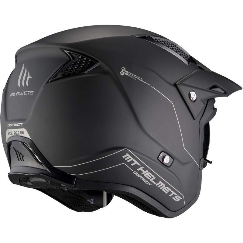 MT District SV Solid A1 open trials Motorradhelm schwarz matt