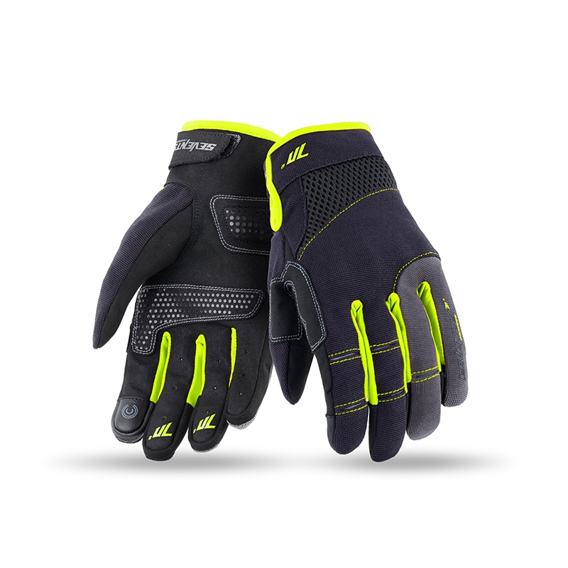 Motorradhandschuhe SEVENTY DEGREES SD-C48 schwarz-fluorgelb