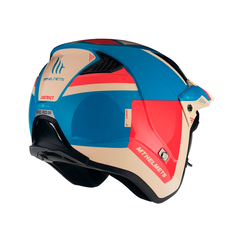 MT District SV Analog D7 open Trials Motorradhelm rot-blau-beige
