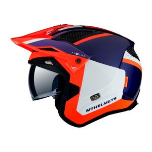 MT District SV Analog D5 blau-weiß-fluo orange offener Trial Motorradhelm