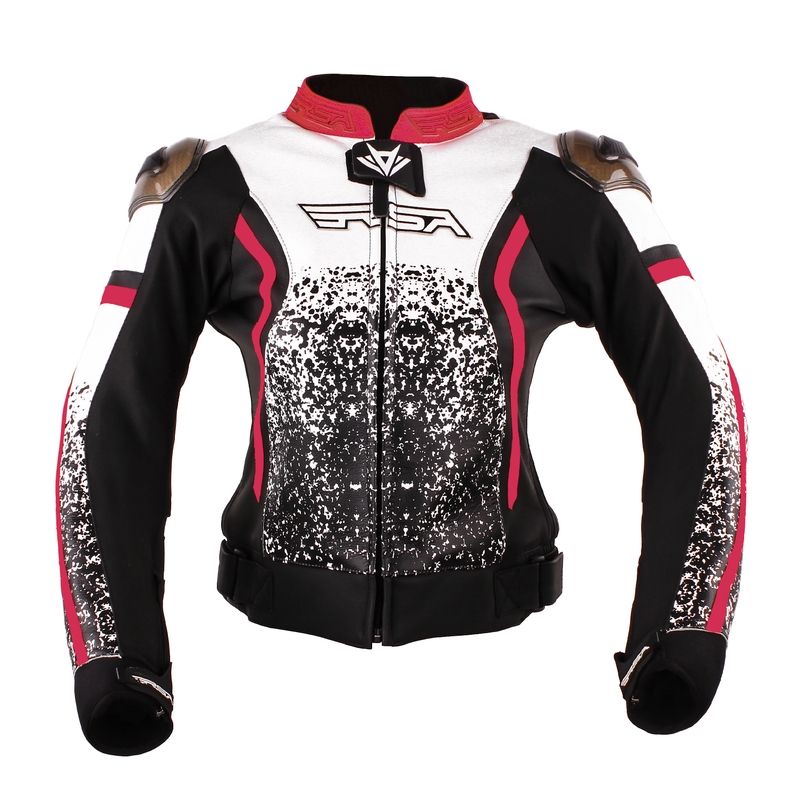 Damen RSA Flow II Schwarz-Weiß-Pink Motorradjacke Ausverkauf