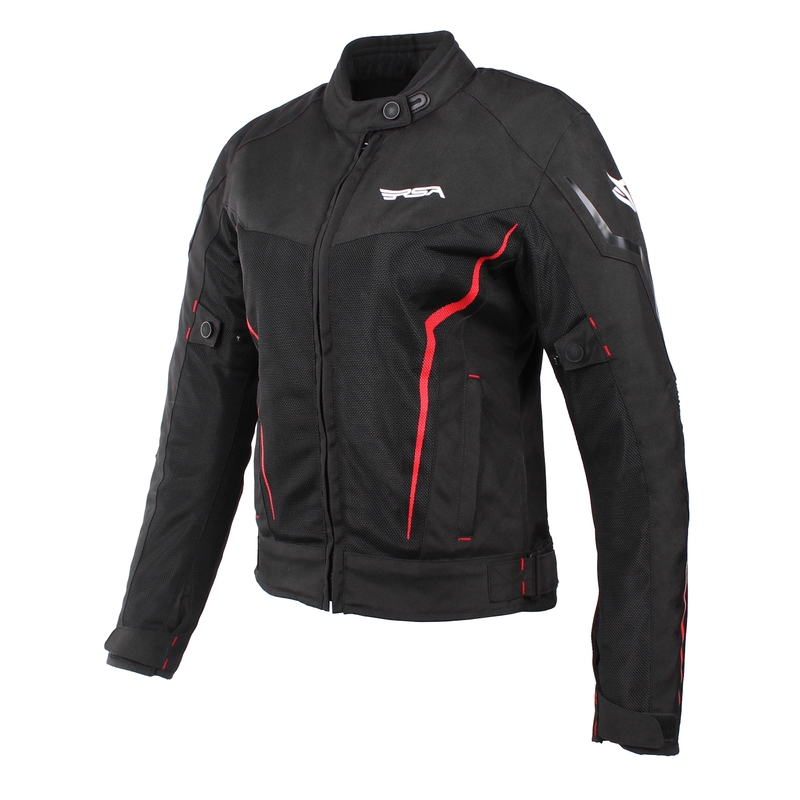 Damen Motorradjacke RSA BOLT schwarz-rot Ausverkauf