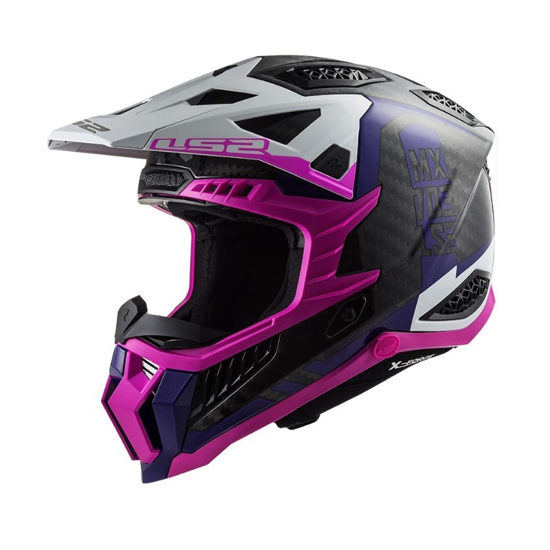 Motokrosová přilba LS2 MX703 C X-Force Victory černo-bílo-fialovo-růžová