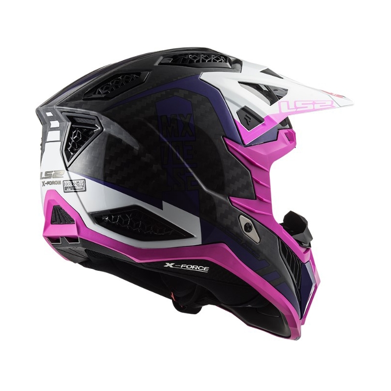 Motokrosová přilba LS2 MX703 C X-Force Victory černo-bílo-fialovo-růžová