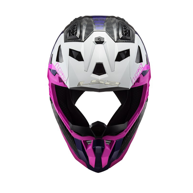 Motokrosová přilba LS2 MX703 C X-Force Victory černo-bílo-fialovo-růžová