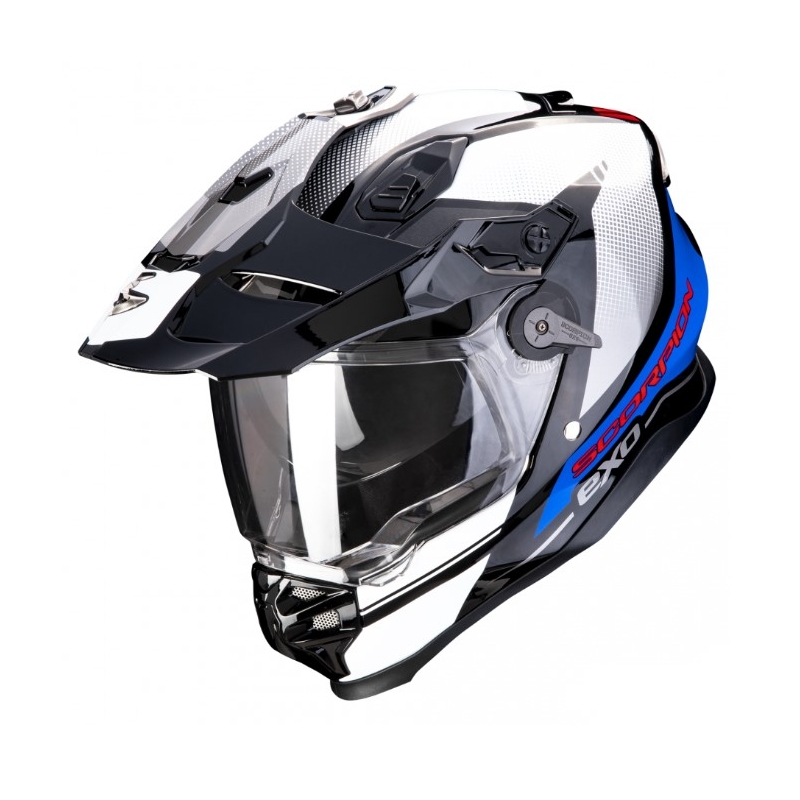 Enduro-Motorradhelm SCORPION ADF-9000 AIR Trail schwarz-blau-weiß Ausverkauf