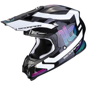 Motocross-Helm Scorpion VX-16 EVO AIR TUB schwarz-weiß-pink metallic