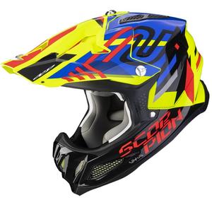 Motocross Helm Scorpion VX-22 Air Neox schwarz-rot-blau-fluo gelb