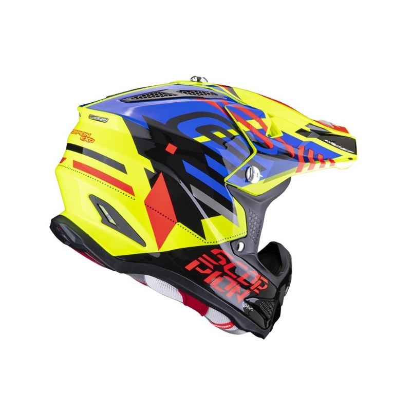 Motocross Helm Scorpion VX-22 Air Neox schwarz-rot-blau-fluo gelb