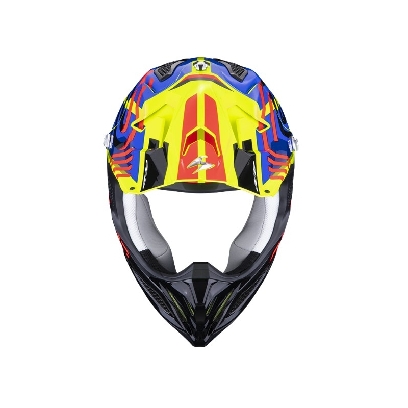 Motocross Helm Scorpion VX-22 Air Neox schwarz-rot-blau-fluo gelb