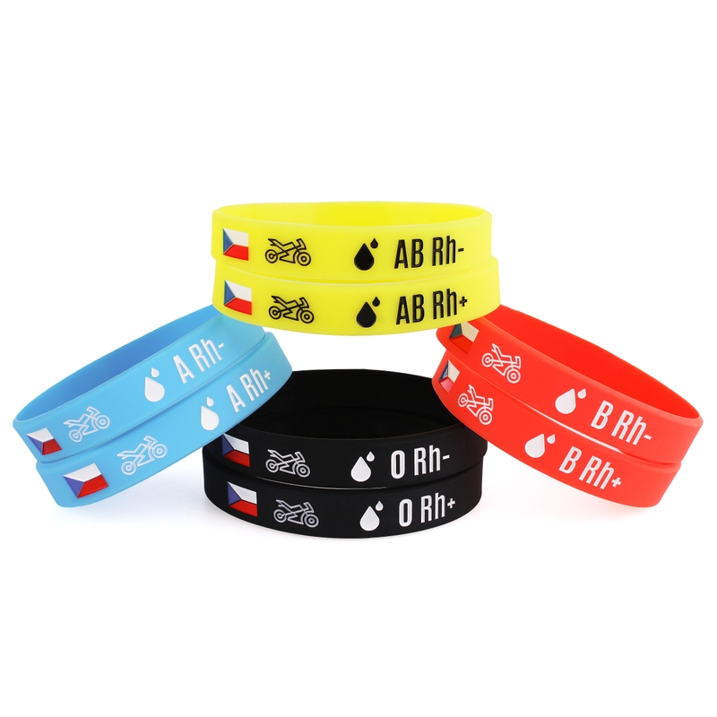 Silikon-Motoarmband mit Blutgruppe 0 RH-