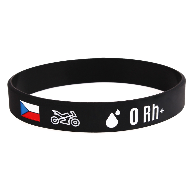 Silikon-Motoarmband mit Blutgruppe 0 RH+