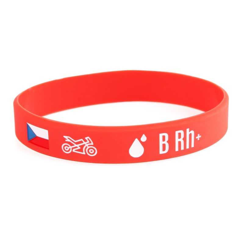Silikon-Motoarmband mit Blutgruppe B RH+