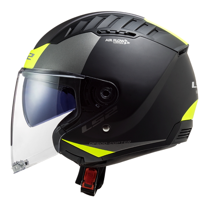 Offener Motorradhelm LS2 OF600 Copter II Urbane 06 schwarz-fluo gelb