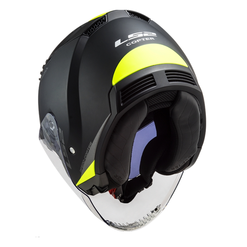 Offener Motorradhelm LS2 OF600 Copter II Urbane 06 schwarz-fluo gelb