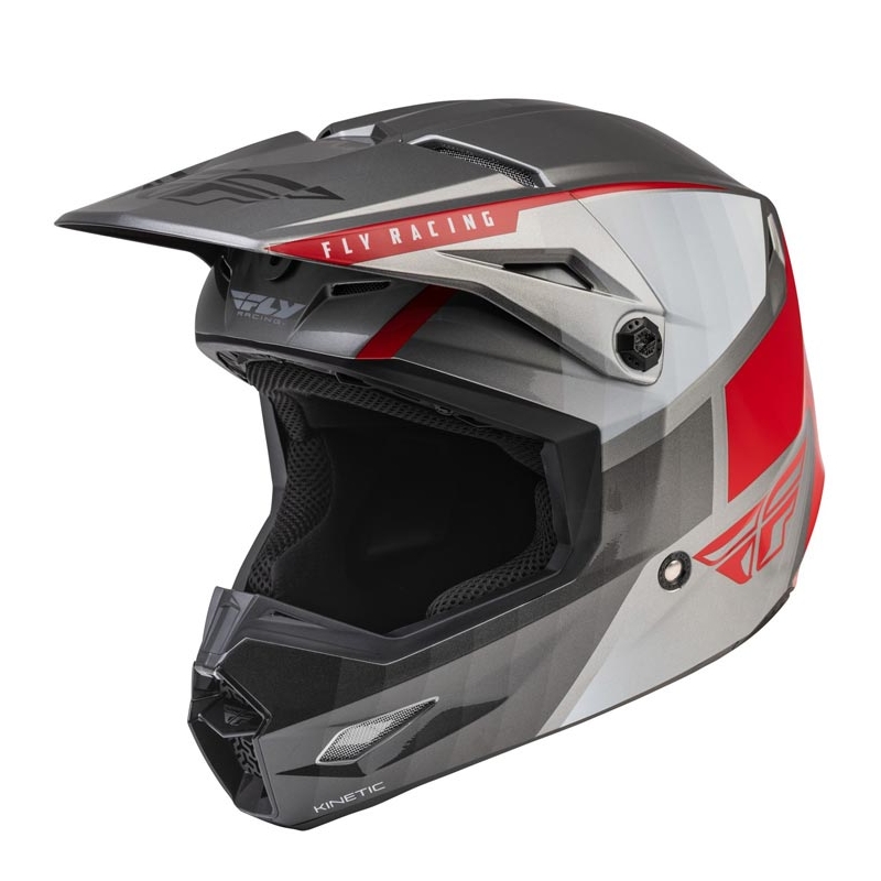 Motocross-Helm FLY Racing Kinetic Drift grau-rot