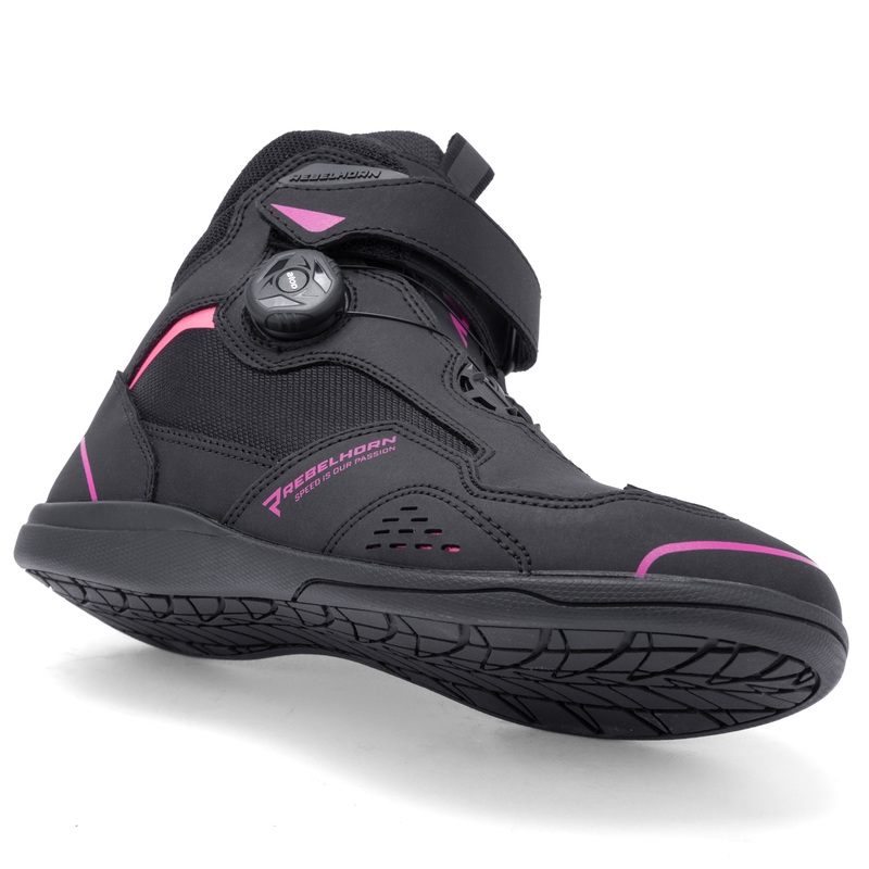 Frauen Rebelhorn Spark II Schwarz und Rosa Motorradstiefel