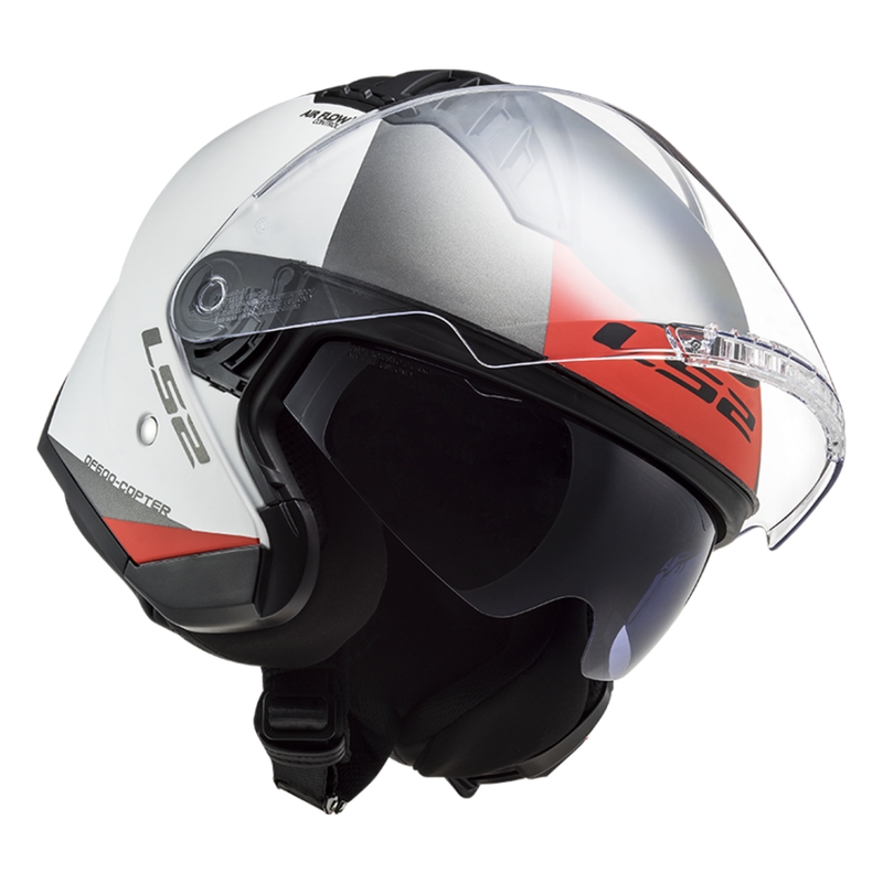 Offener Motorradhelm LS2 OF600 Copter II Urbane 06 weiß-rot