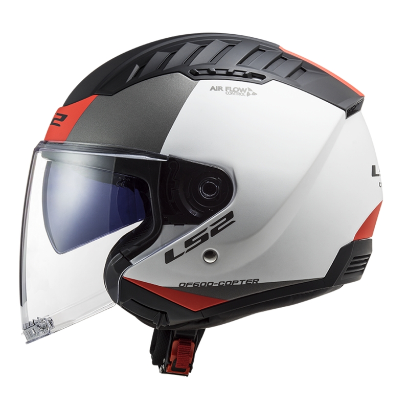 Offener Motorradhelm LS2 OF600 Copter II Urbane 06 weiß-rot