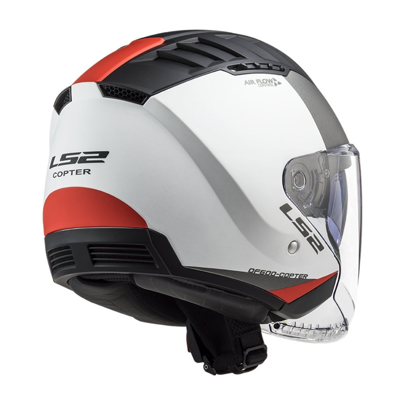 Offener Motorradhelm LS2 OF600 Copter II Urbane 06 weiß-rot