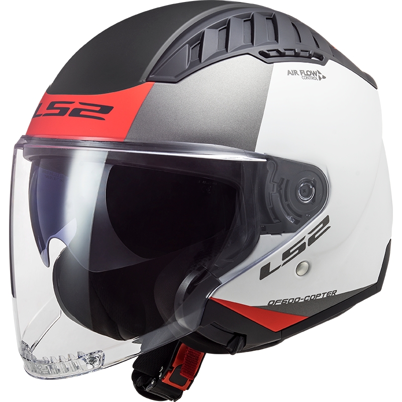 Offener Motorradhelm LS2 OF600 Copter II Urbane 06 weiß-rot