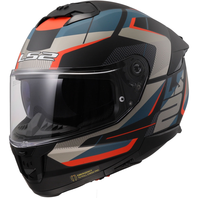 LS2 FF808 Stream II Road Schwarz und Blau Integral Motorradhelm