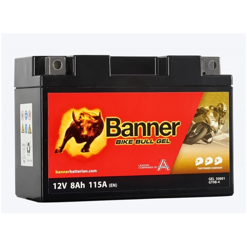 Gel-Batterie Banner Bike Bull Gel 12V, YT9B-4, 8AH, 115A