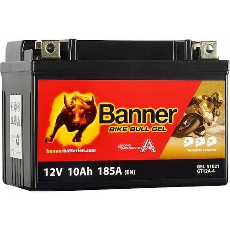 Gel-Batterie Banner Bike Bull Gel 12V, YT12A-BS, 10AH, 185A
