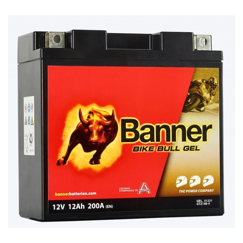 Gel-Batterie Banner Bike Bull Gel 12V, YT14B-4, 12AH, 200A