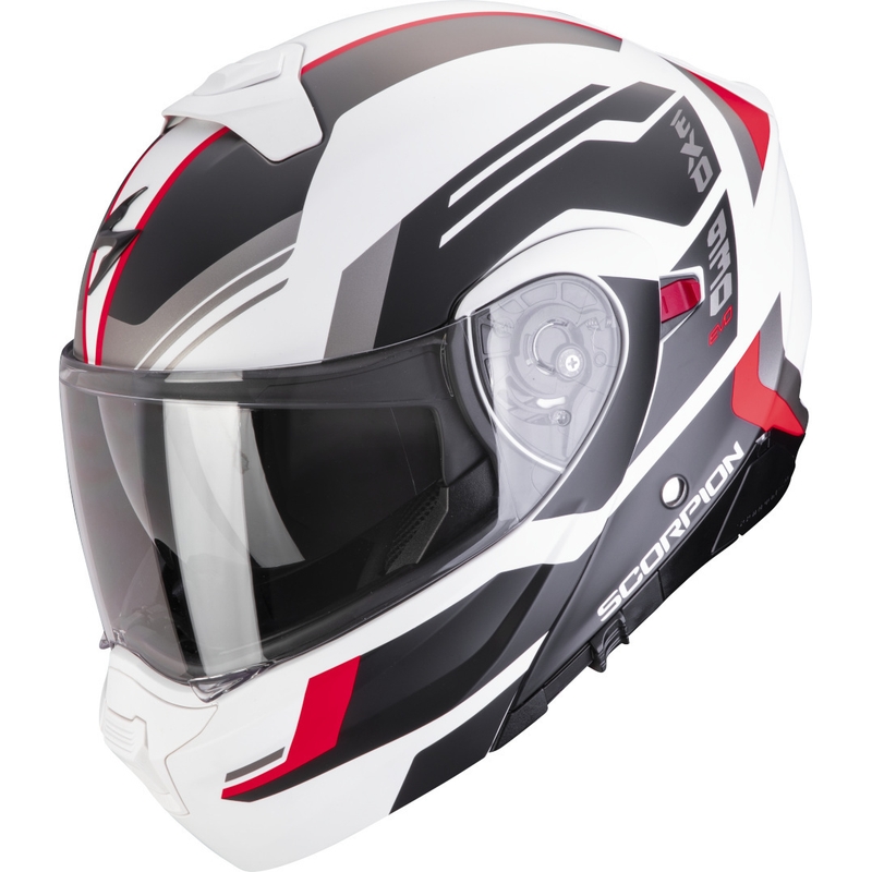 Motorradhelm Scorpion EXO-930 EVO Sikon weiß-schwarz-rot