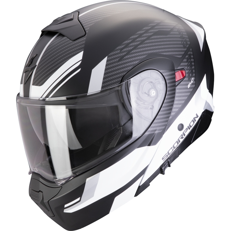 Klappbarer Motorradhelm Scorpion EXO-930 EVO Sikon schwarz-silber-weiß Ausverkauf