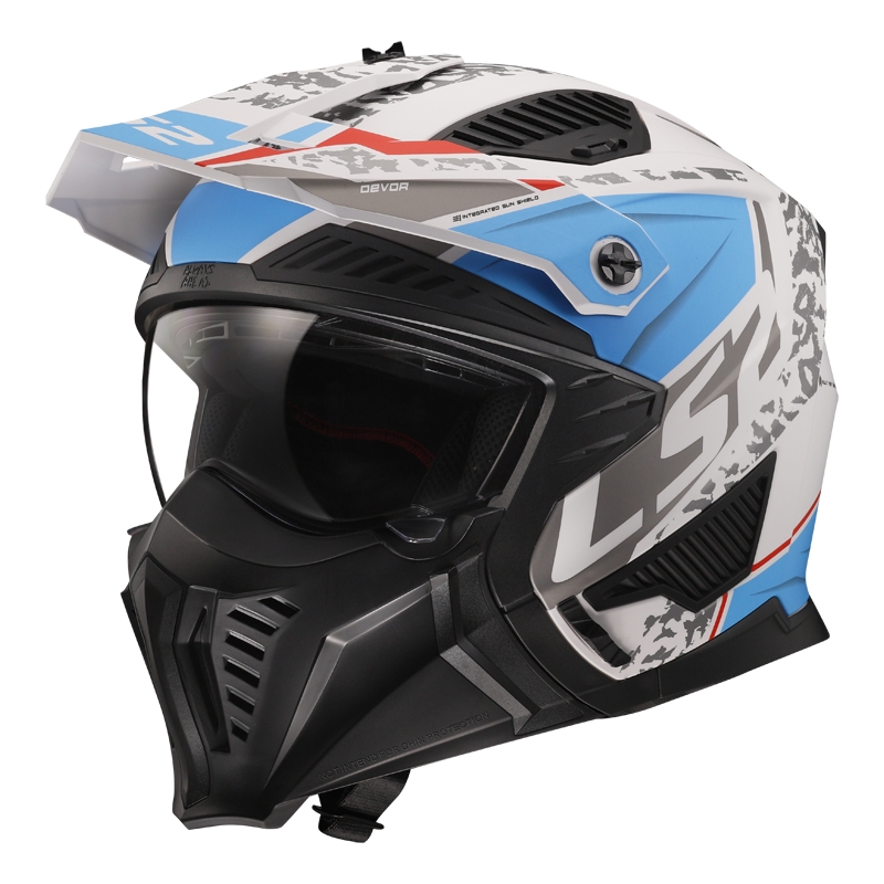 Motorradhelm LS2 OF606 Drifter Devor weiß-blau