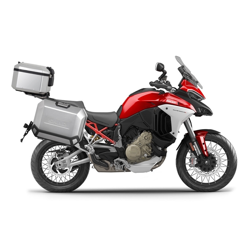 Complete set of aluminum cases SHAD TERRA, 37L topcase + 36L / 47L side cases, including mounting kit and plate SHAD Ducati Multistrada 1200 V4