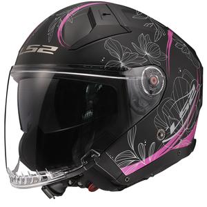 Offener Helm LS2 OF603 Infinity II Lotus schwarz und rosa