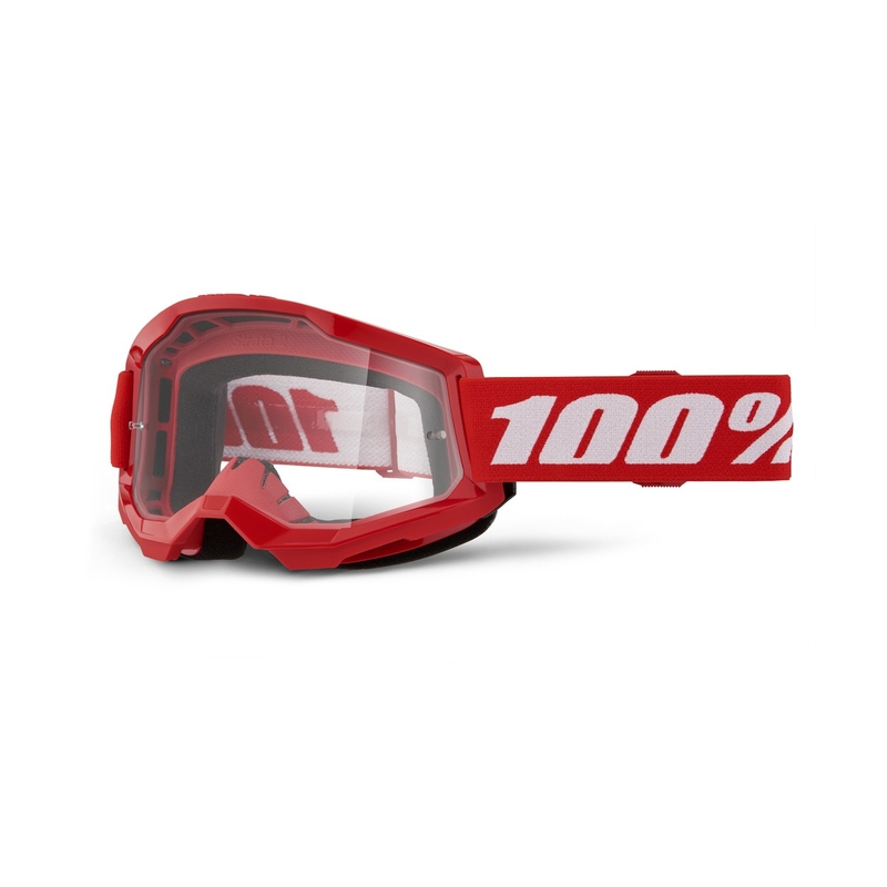 Motocross-Brille 100 % STRATA 2 New Red (Klares Plexiglas)