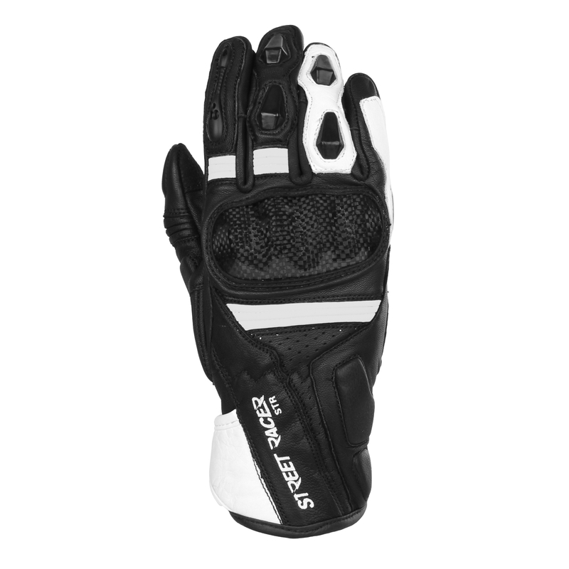 Street Racer STR Motorradhandschuhe schwarz und weiß