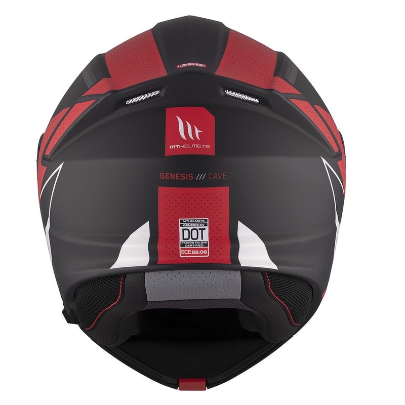 Klappbarer Motorradhelm MT Genesis SV Cave A5 schwarz-weiß-rot matt