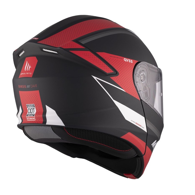 Klappbarer Motorradhelm MT Genesis SV Cave A5 schwarz-weiß-rot matt