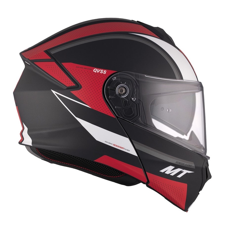 Klappbarer Motorradhelm MT Genesis SV Cave A5 schwarz-weiß-rot matt