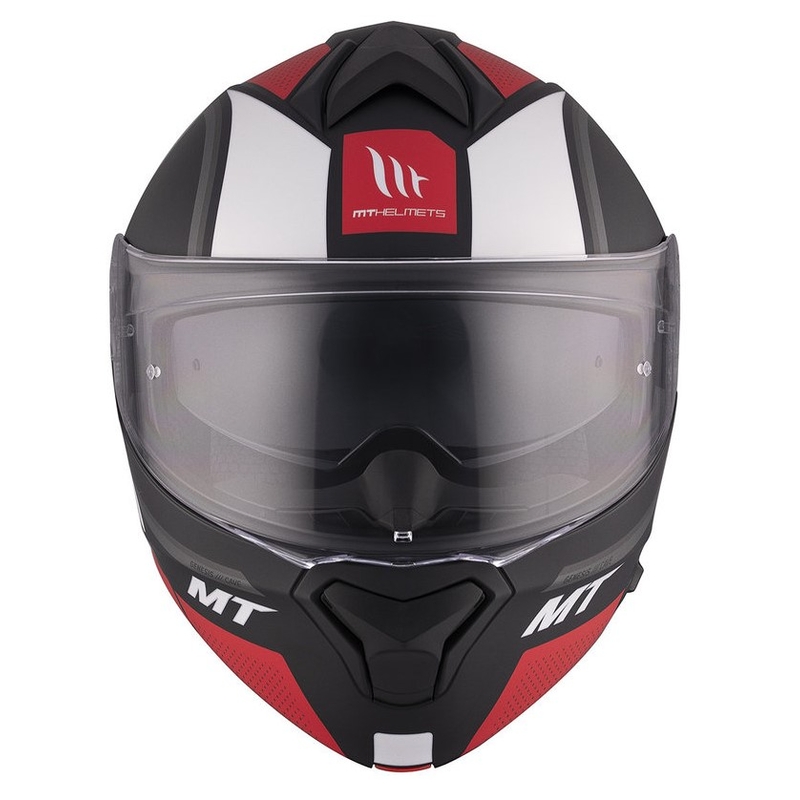 Klappbarer Motorradhelm MT Genesis SV Cave A5 schwarz-weiß-rot matt