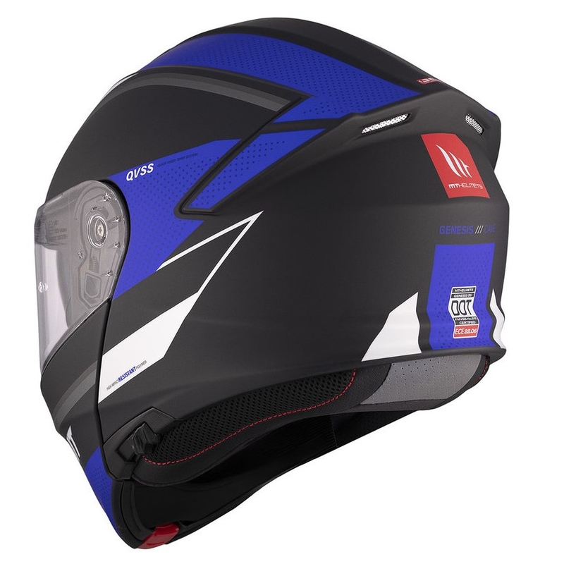 Klappbarer Motorradhelm MT Genesis SV Cave A7 schwarz-weiß-blau matt