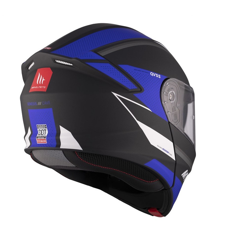 Klappbarer Motorradhelm MT Genesis SV Cave A7 schwarz-weiß-blau matt